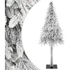 Image de Sapin de Noël artificiel - Blanc - 210 cm - Design contemporain - Utilisation extérieure