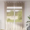 Image de vidaXL Rideaux en voile avec oeillets 2 pcs marron clair rideau en filet rideau transparent voile de fenêtre traitement 4102129
