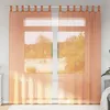 Image de vidaXL Rideaux en voile avec boucles 2 pcs terre cuite 140x245 cm rideau en filet rideau transparent voile de fenêtre 4102324