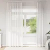 Image de vidaXL Rideaux en voile avec boucles 2 pcs blanc 140x225 cm rideau en filet rideau transparent voile de fenêtre 4102333