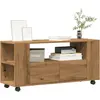 Image de Meuble Tv Avec Roulettes Chêne Artisanal Bois D'ingénierie Vidaxl