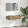 Image de Meuble Tv Avec Éclairages Led Chêne Artisanal 60x35x15,5 Cm Vidaxl