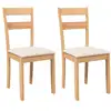 Image de Vidaxl chaises à manger coussins 2 pcs naturel bois massif caoutchouc