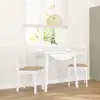 Image de Chaises À Manger Coussins 2 Pcs Blanc Bois Massif Caoutchouc Vidaxl