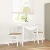 Image de Chaises À Manger Coussins 2 Pcs Blanc Bois Massif Caoutchouc Vidaxl