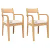 Image de Vidaxl chaises à manger coussins 2 pcs naturel bois massif caoutchouc