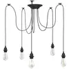 Image de Lampe Suspendue Avec 5 Porte-lampes E27 Noir Métal Vidaxl