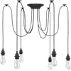 Image de Lampe Suspendue Avec 6 Porte-lampes E27 Noir Métal Vidaxl