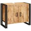 Image de Meuble sous lavabo en bois de mangue - vidaXL - Marron - 71x33x58 cm - Bois de mangue massif - Cadre en fer - 2 portes