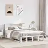 Image de Lit Bibliothèque Sans Matelas Blanc 140x190 Cm Bois Massif Vidaxl