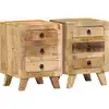 Image de Table De Chevet 2 Pcs 37x32x50 Cm Bois Massif De Manguier Brut Vidaxl