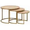 Image de vidaXL Tables basses gigognes 3 pcs Bois de mangue massif et acier Salon rond tables basses modernes empilables4104639