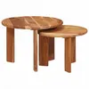 Image de Tables basses gigognes VIDAXL 2 pcs en acacia massif marron 50x50x40 cm empilables