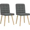 Image de Chaises À Manger Lot De 2 Gris Foncé Tissu Vidaxl