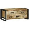 Image de Table basse en bois de manguier - vidaXL - 90x50x38 cm - Marron - Bois de manguier massif - 5 tiroirs - 6 compartiments