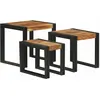 Image de Table Gigogne 3 Pcs Bois D'acacia Massif Et Métal Vidaxl