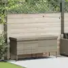 Image de Boîte De Rangement De Jardin Et Roues Gris Clair Résine Tressée Vidaxl