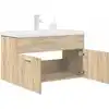 Image de Armoire Lavabo De Salle De Bain Et Vasque Et Robinet Intégrés Vidaxl