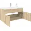 Image de Armoire Lavabo De Salle De Bain Et Bassin Intégré Chêne Sonoma Vidaxl