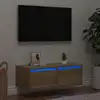 Image de Meuble Tv Avec Lumières Led Chêne Sonoma 75x35,5x25 Cm Vidaxl