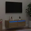 Image de vidaXL Meuble TV avec lumières LED chêne sonoma 75x355x25 cm meuble hifi centre de divertissement armoire TV meuble 860231
