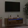 Image de Meuble Tv Avec Lumières Led Vieux Bois 75x35,5x25 Cm Vidaxl
