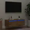 Image de Meuble Tv Avec Lumières Led Chêne Artisanal 75x35,5x25 Cm Vidaxl