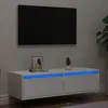 Image de vidaXL Meuble TV avec lumières LED blanc 100X355x25 cm meuble hifi centre de divertissement armoire TV meuble 860238