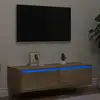 Image de Meuble Tv Avec Lumières Led Chêne Sonoma 100x35,5x25 Cm Vidaxl