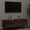 Image de Meuble Tv Avec Lumières Led Chêne Fumé 100x35,5x25 Cm Vidaxl