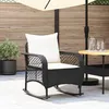 Image de vidaXL Chaise à bascule de jardin avec coussins noir résine tressée chaise à bascule dextérieur chaise à bascule de 4104193