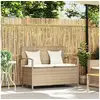 Image de Vidaxl banc de rangement de jardin avec coussin beige résine tressée