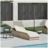 Image de Vidaxl chaise longue pliante coussin et rangement beige résine tressée