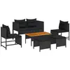 Image de Vidaxl ensemble de canapé de jardin avec coussin 6 pcs noir polyrotin