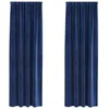 Image de Rideaux occultants en velours - vidaXL - Bleu foncé - 140x245 cm - Lot de 2 - Occultant - Facile à accrocher