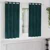 Image de Rideaux Occultants avec  illets 2 pcs Vert Foncé Velours