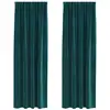 Image de Vidaxl rideaux occultants 2 pcs vert foncé 140 x 245 cm velours