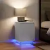 Image de Tables De Chevet Avec Lumières Led 2 Pcs Blanc 38x34x50 Cm Vidaxl
