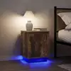 Image de Tables De Chevet Avec Lumières Led 2 Pcs Chêne Fumé 38x34x50 Cm Vidaxl