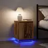 Image de Tables De Chevet Avec Lumières Led 2pcs Vieux Bois 38x34x50 Cm Vidaxl