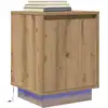 Image de Armoire De Chevet Et Lumières Led Chêne Artisanal 38x34x50 Cm Vidaxl