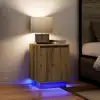 Image de Armoires De Chevet Lumières Led 2pcs Chêne Artisanal 38x34x50cm Vidaxl