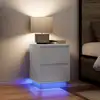 Image de Tables De Chevet Avec Lumières Led 2 Pcs Blanc 38x34x50 Cm Vidaxl