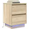 Image de Table De Chevet Avec Lumières Led Chêne Sonoma 38x34x50 Cm Vidaxl