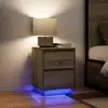 Image de Tables De Chevet Avec Lumières Led 2pcs Chêne Sonoma 38x34x50cm Vidaxl
