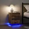 Image de Tables De Chevet Avec Lumières Led 2pcs Chêne Fumé 38x34x50 Cm Vidaxl