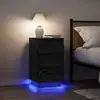 Image de Table De Chevet Avec Lumières Led Noir 38x34x65 Cm Vidaxl
