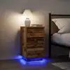 Image de Table De Chevet Avec Lumières Led Vieux Bois 38x34x65 Cm Vidaxl
