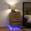 Image de Armoire De Chevet Et Lumières Led Chêne Artisanal 38x34x65 Cm Vidaxl