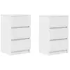 Image de Vidaxl tables de chevet avec 3 tiroirs 2 pcs blanc 39x35x65 cm